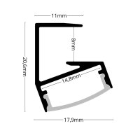 LED Glaskantenprofil GP1X 2m