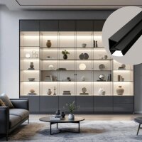 LED Glaskantenprofil GP1X 2m Schwarz