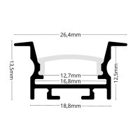 LED Einbauprofil EP16X 1m Schwarz