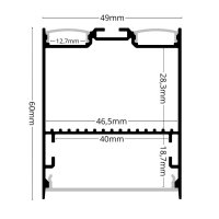 LED Profil für Hängeleuchten HP1X 2m Schwarz
